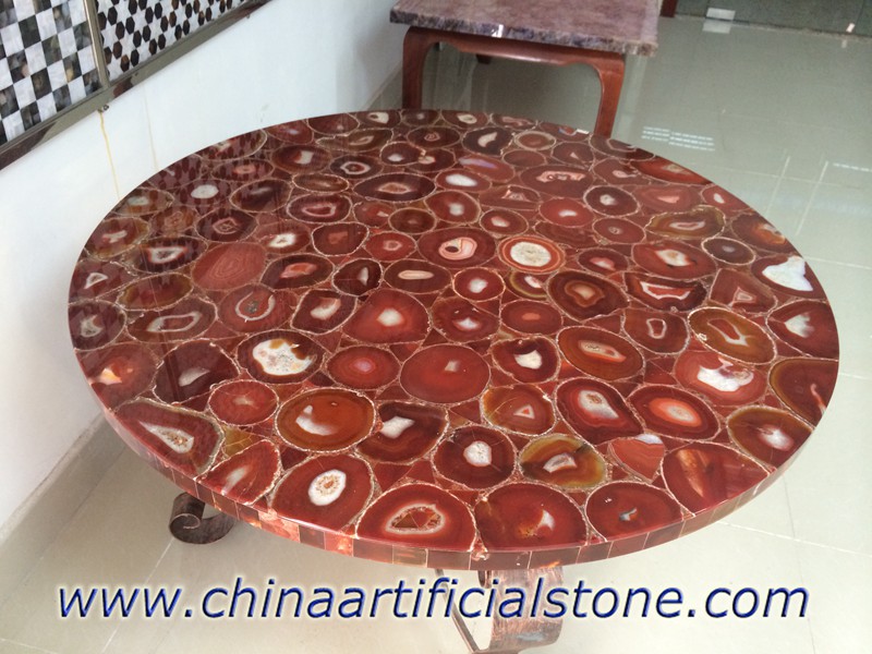 Red Agate Semi Precious Stone Table Tops