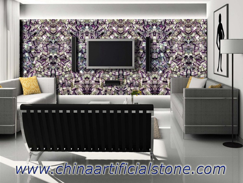 Purple Fluorite Wall Backlit Tiles Slabs