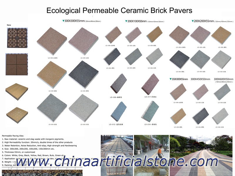Permeable Ceramic Brick Walkway Pavers