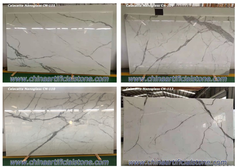 China Nano White Calacatta Marble Slabs