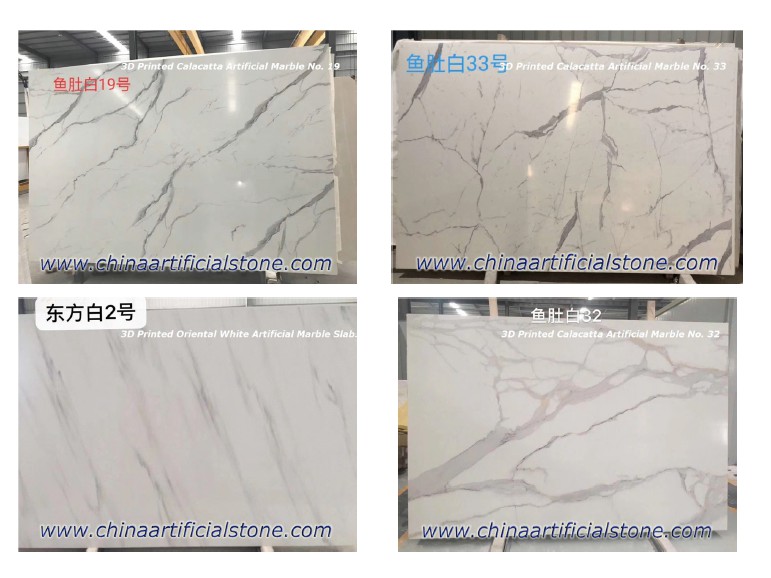 Inject Printing Artificial White Marble Slabs