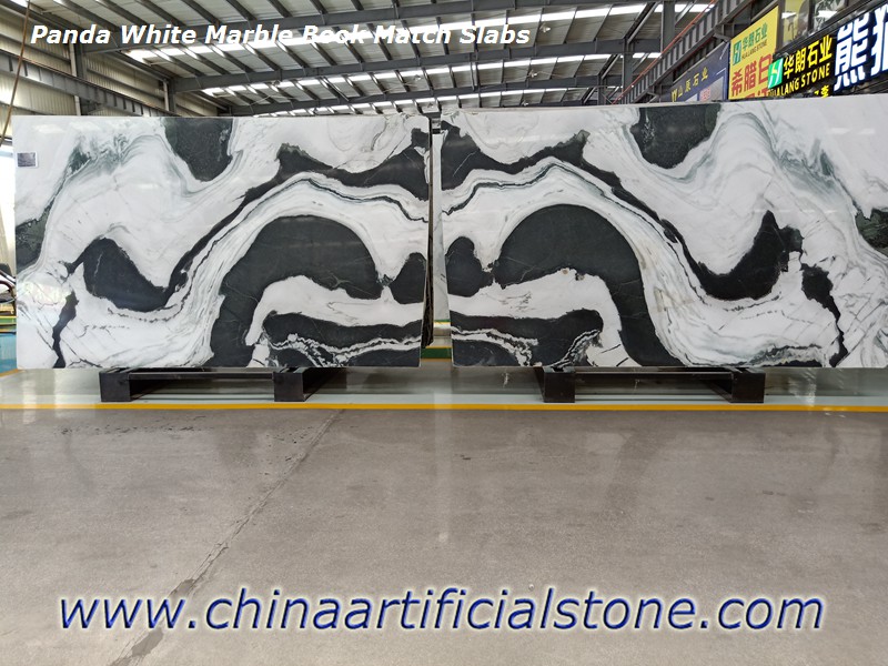 China Panda White Marble Book Matched Slabs