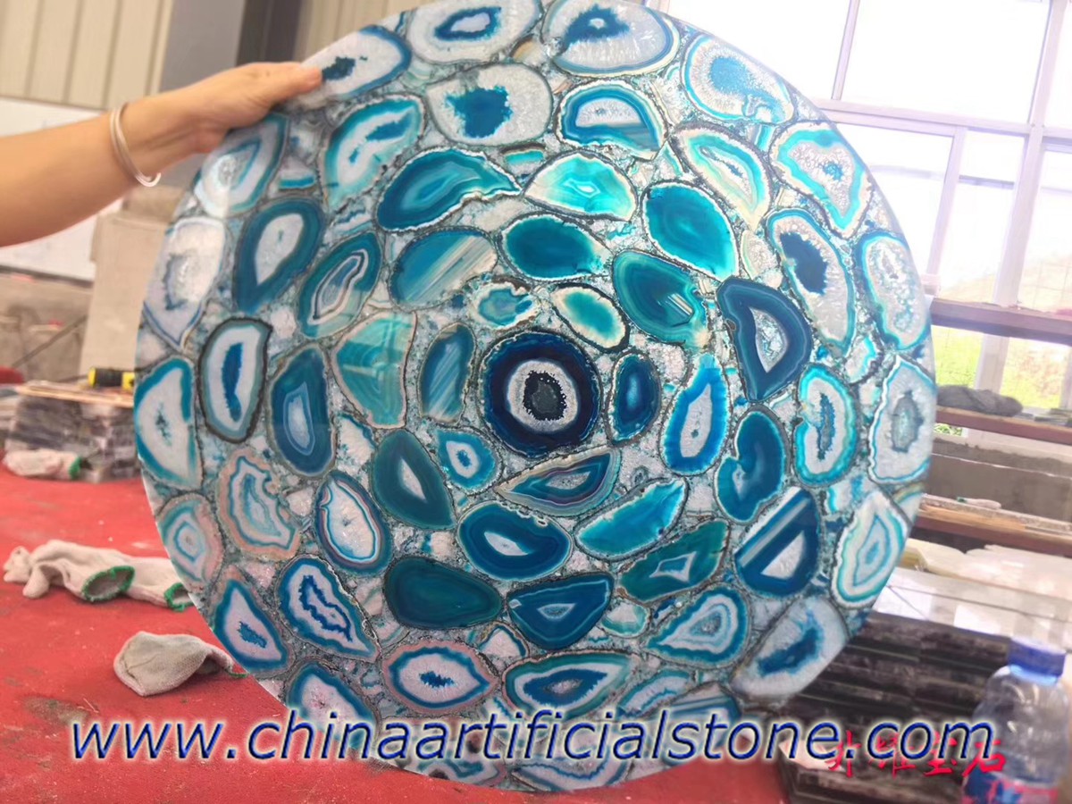 Blue Agate Small Round Table Tops
