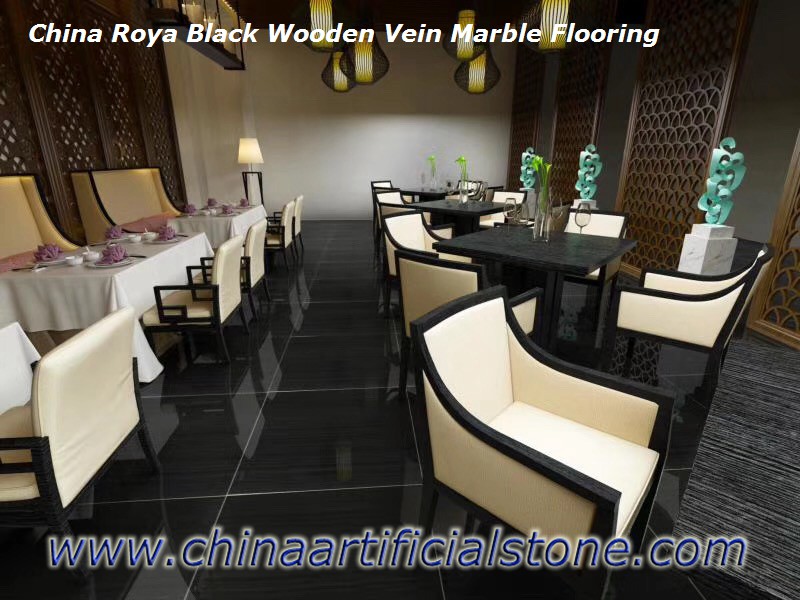 Royal Black Wooden Vein Marble Tiles for Floor