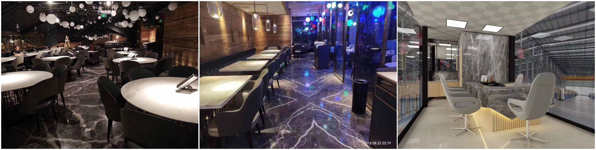 Carso Grey Marble Bookmatch Tiles for Restaurant Flooring