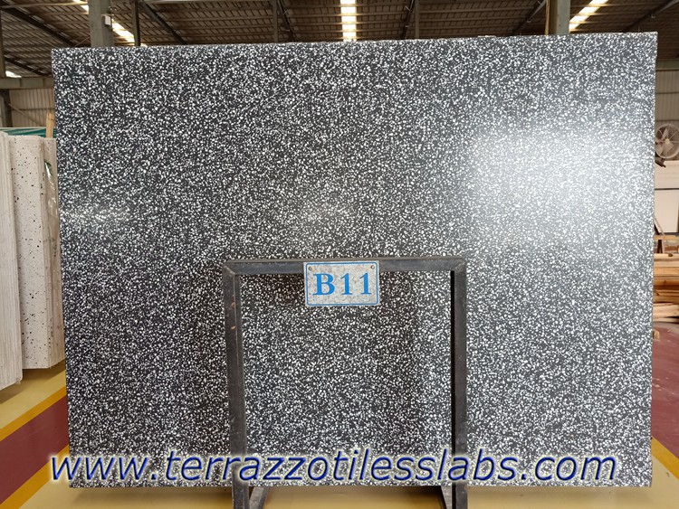 Black Terrazzo slabs for worktops countertops table tops