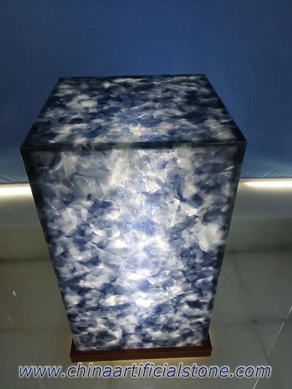 Antarctica Jade Sea Glass Bio Glass Backlit Pedestal