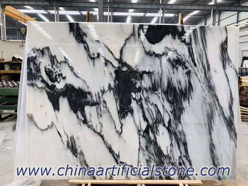 الصين حبر أبيض ألواح الرخام الأبيض مع الأوردة السوداء 