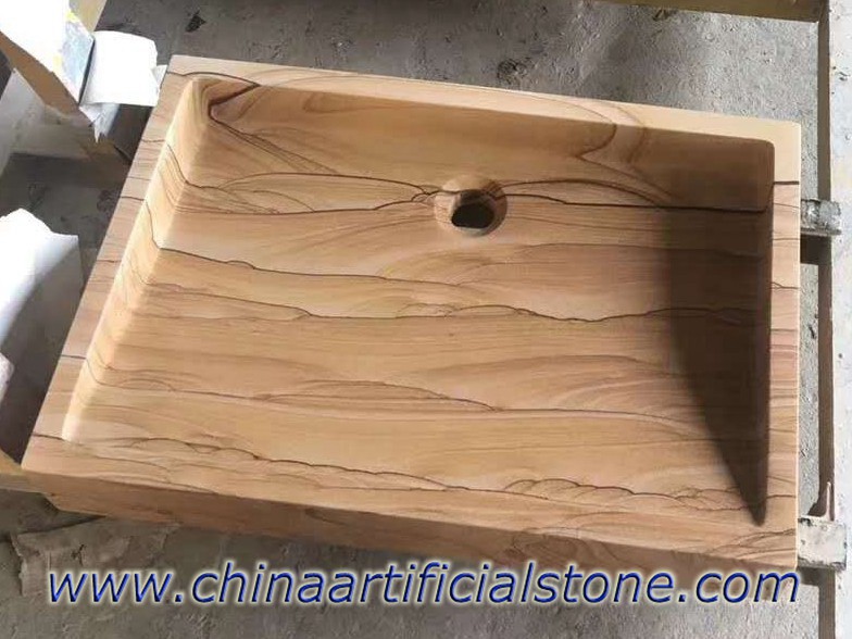 خشبية الحجر الرملي Retangle المصارف 50x40x11cm 