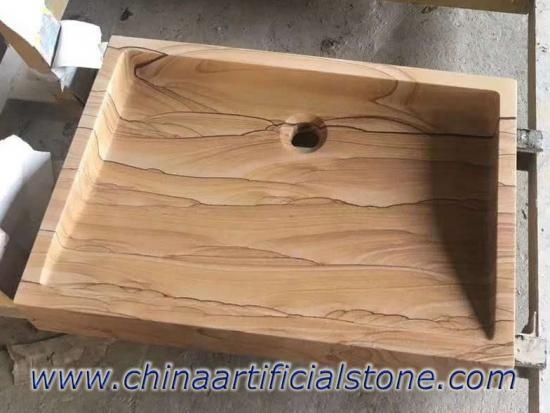 خشبية الحجر الرملي Retangle بالوعة 50x40x11cm